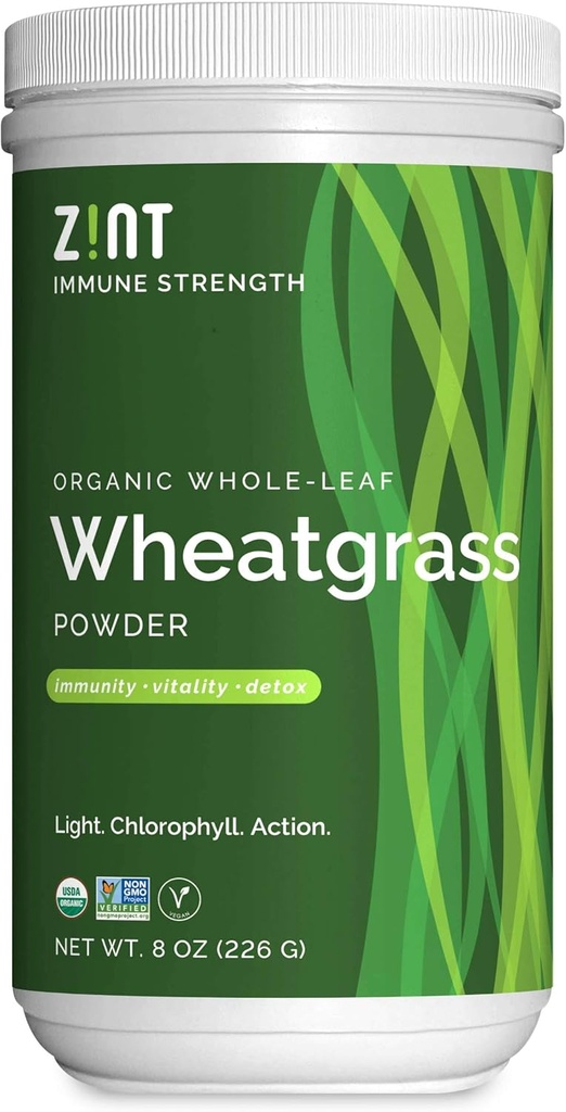 Zint Wheatgrass Pó, Orgânico (8 onças): Poderoso Imune Suplemento de suporte, Folha inteira antioxidante Clorofila fonte para detox, Immunity Booster