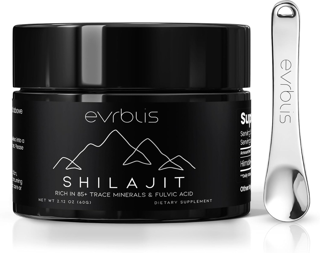 Puro Himalayan Organic Shilajit Resin, Max Potência Gold Grade Shilajit Supplement for Men & Women Natural Energy Boost & Imune Support with 85+ Trace Minerals & Fulvic Acid (60 Grams, 120 Serving).