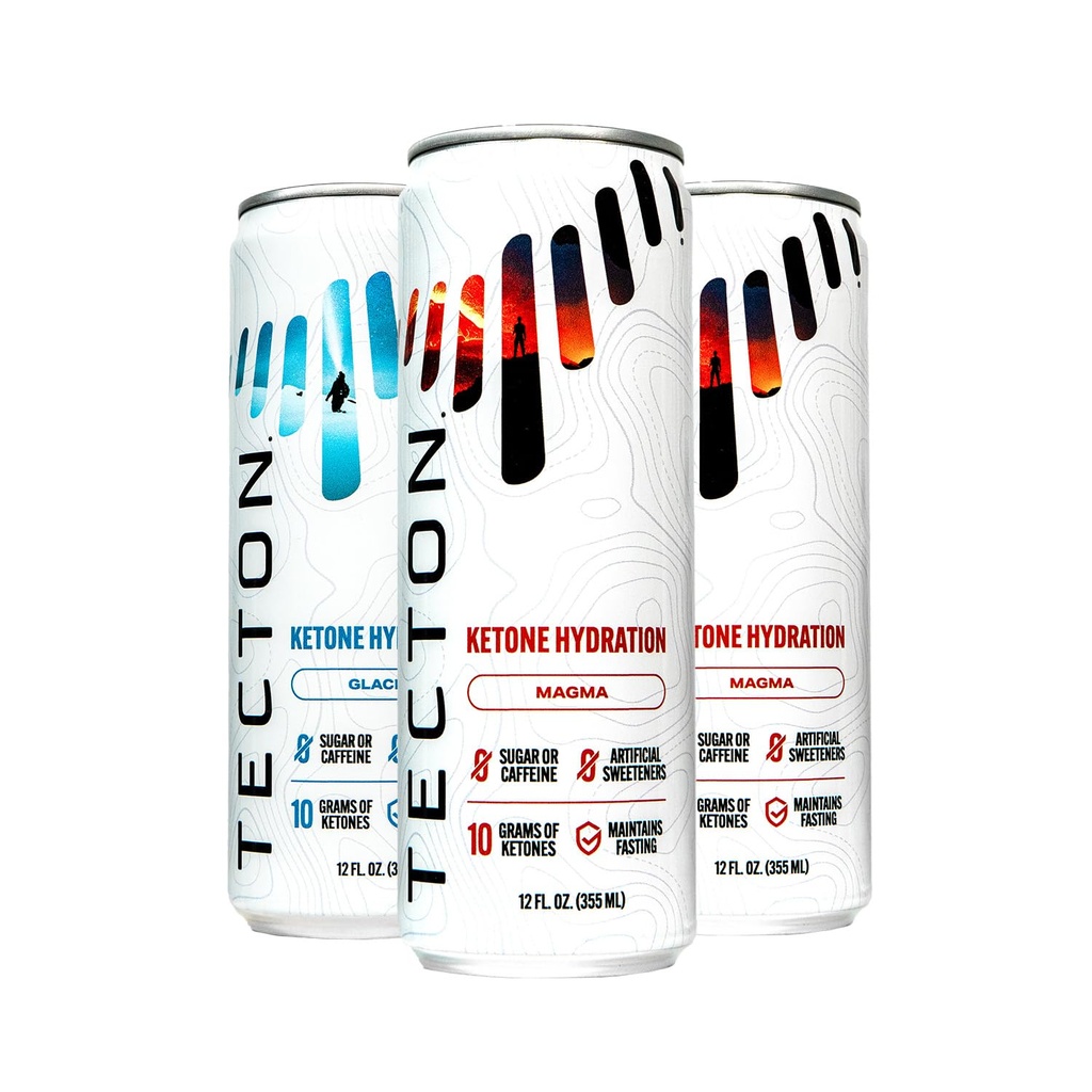 Tecton Ketone Ester- 10g BHB Ketone Ester/Servir, patenteado natureza idênticas cetonas - Livre de açúcar, Variety Pack (2 Geleira, 2 Magma), Estimulante-Livre