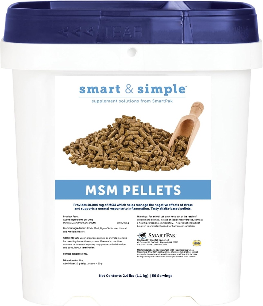 Smart & Simple HSH Pellets ajuda a gerenciar efeitos de estresse  , suplemento de cavalos Aids em celular e tecido Fortalecimento , 56 Servings , 2,4 lb Bucket