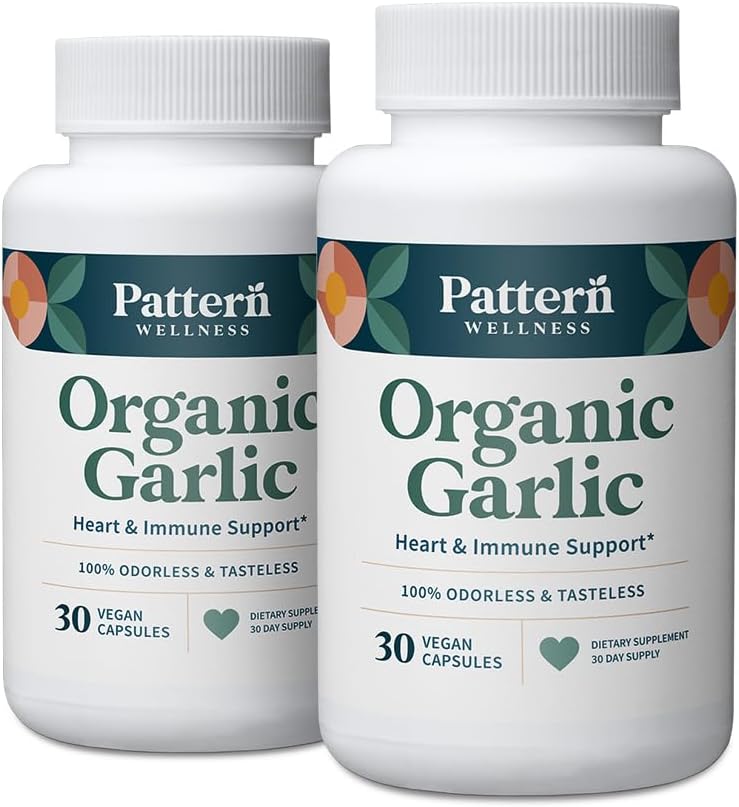 Padrão bem-estar Alho Odorless Orgânico – 1000mg – Imune, Circulatory & Heart Health Support – Não-GMO & Gluten Grátis – 60 Cápsulas Vegan