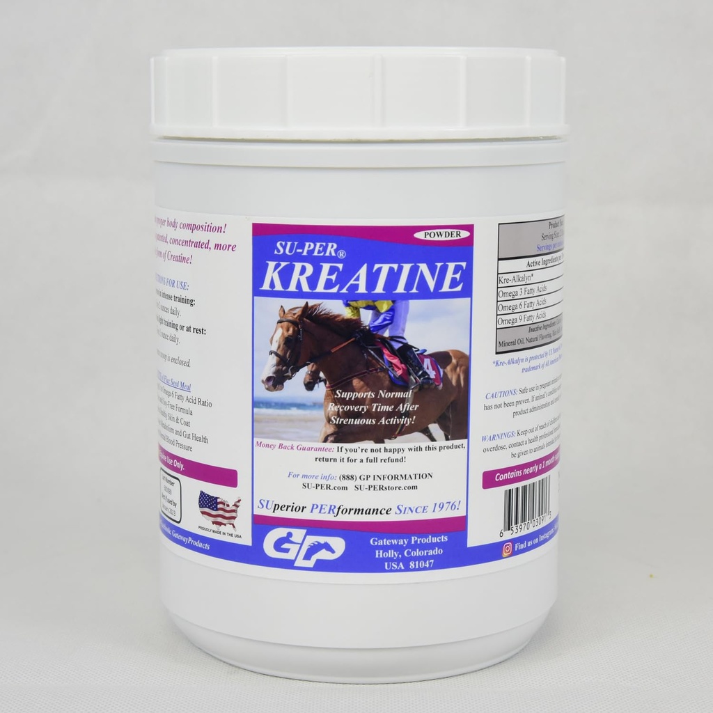 SU-PER Kreatine Energy Horse Supplement - Suporta produção de energia, resistência e resistência - Equine Creatine Supplement com Kre-Alkalyn - 2,5 libras, (2 pacotes)
