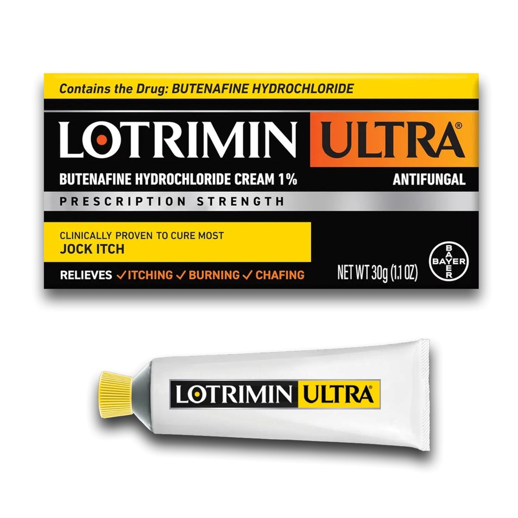 Lotrimin Ultra Antifungal Jock Comichão Creme com cloreto de butenafina, Jock Coceira Tratamento para homens, mulheres e crianças sobre a idade de 12, 1,1 oz Tubo