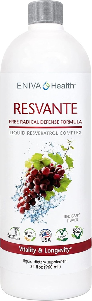 Eniva Resveratrol suplemento anti-envelhecimento maior potência disponível Pure Eniva ResVante Liquid - 32 onça