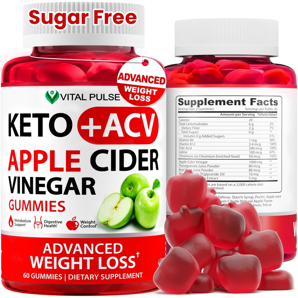Keto ACV chicletes Perda de peso avançada - Açúcar grátis ACV Keto chicletes - Gummy Suplemento para mulheres e homens - Detox - Apple Cider Vinagre - Apple Flavor