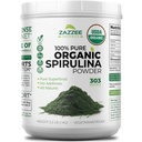 Zazzee USDA espirulina orgânica em pó, 2,2 libras (1 KG), 303 servidas, Kosher certificado, 100% puro, não-irradiado, Mess-free de boca larga recipiente, cheiro fresco e sabor neutro, Não-GMO, Made in USA