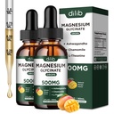 Suplemento de gotas líquidas de glicinato de magnésio, com glicinato de magnésio 500mg Ashwagandha, L - Theanina, Camomila -Support Stress Relief, osso, músculo, Mood Mango Flavor 2Pack