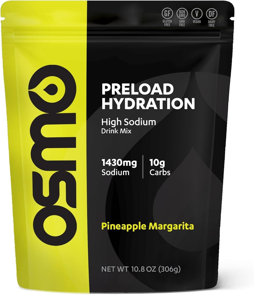 Osmo Pré-carga Hydration Pre Workout Powder Pouch - Inclui Bicarbonato de sódio de alta, magnésio, potássio, carboidratos e vitaminas, açúcar de cana, Cães Beat & Desidratação - Abacaxi Margarita (Pouch)