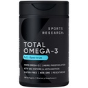 Sports Research® Total Omega-3 Fish Oil 2200mg - Feito de Antárctico Krill w/Astaxantina, Wild Sockeye Salmon & Alasca Pollock - 960mg de EPA & DHA - 120 Softgels