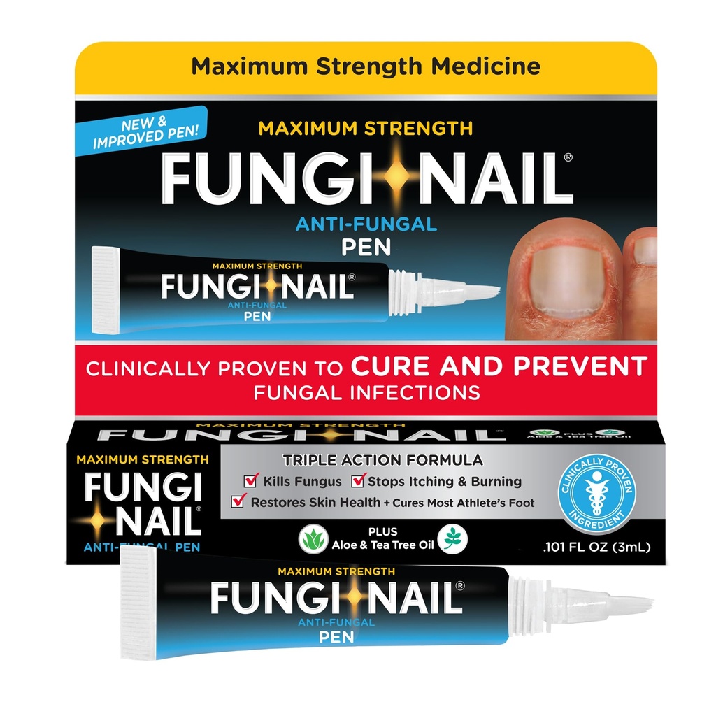 Fungi-Nail caneta aplicador anti-fungal solução, mata fungos que pode levar a pregos e pé de Atleta com Tolnaftate & clinicamente comprovada para curar e prevenir infecções fúngicas, 0,101 Fl Oz (Pack of 1)