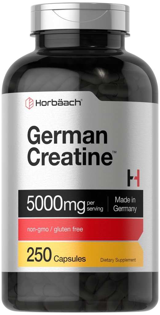 Horbaach German Creatine Mono-hidrato 5000mg 250 Cápsulas em Pó .