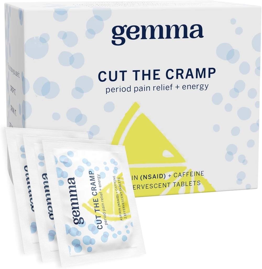 Gemma Corte o Cãimbra - Cãibra Menstrual Rápida e alívio da dor período - Fórmula multi-sintomática trata Cãibras Menstruais, Fadiga, Bloating, Dor de cabeça em 15 minutos