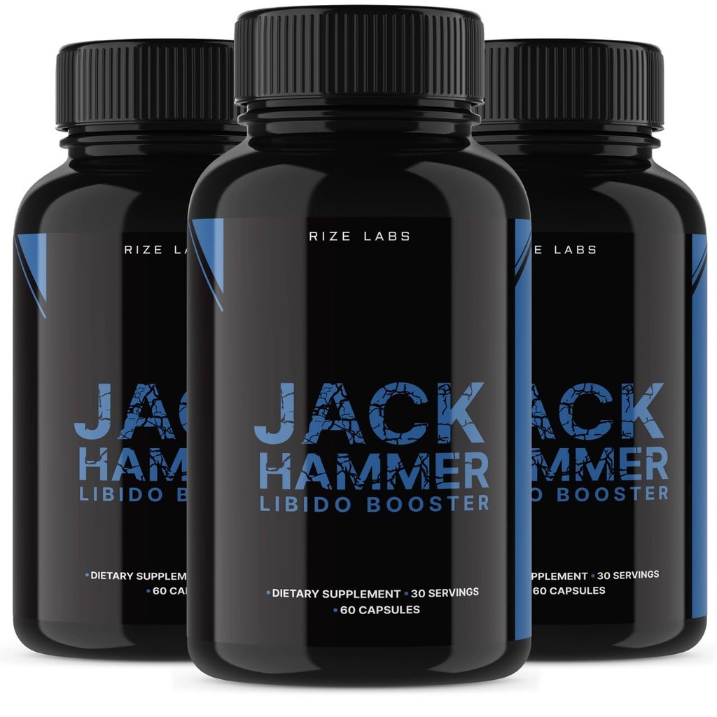 Rize labs - Jack Hammer Libido Booster Suplemento para homens, Fórmula Tudo Natural para melhorar o desempenho (180 Cápsulas)