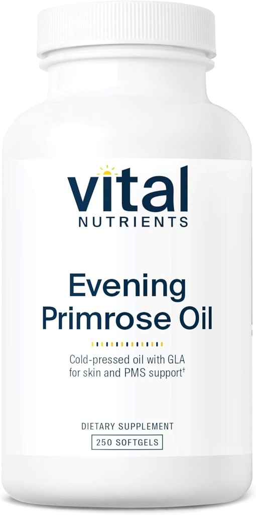Vital Nutrients Evening Primrose Oil 1000mg Suplemento de Primrose para Mulheres GLA Omega-6 Fatty Acid para pele e suporte de PMS*