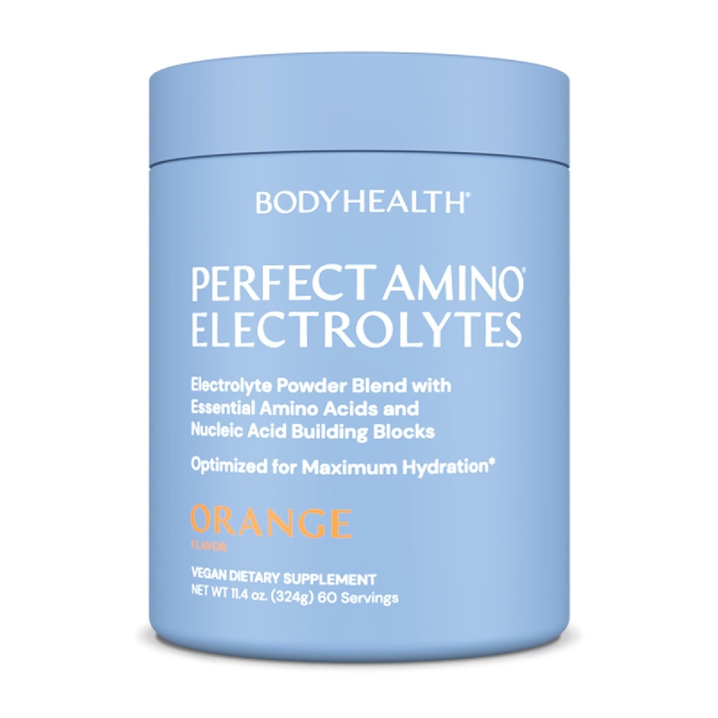 BodyHealth PerfectAmino Electrolytes Powder No Sugar, Keto Sugar Free Jesting Electrolytes Drink Mix, Hydration Powder with Trace Minerals - Laranja - 60 Servings