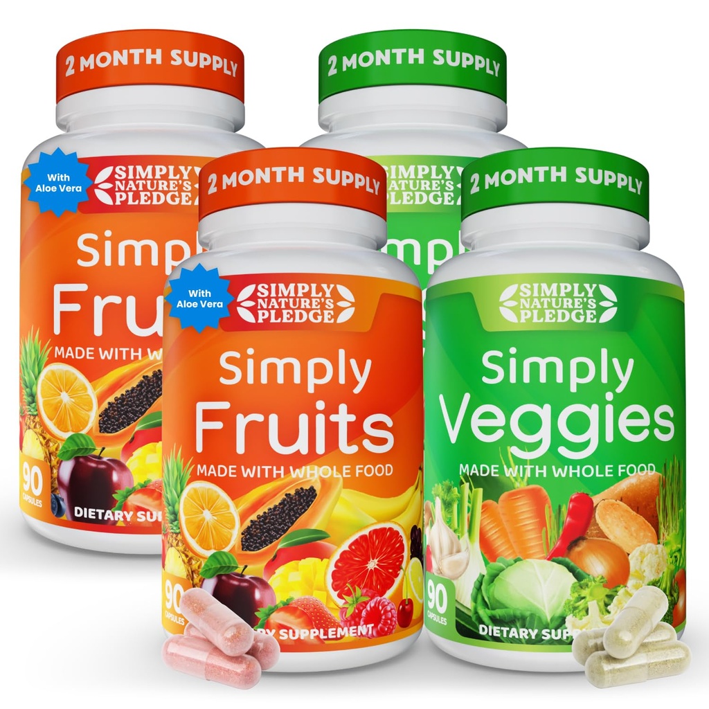 Simply Nature's Proledge - Embalado com 42 frutas e vegetais diferentes - 2-mês de fornecimento - Feito com alimentos inteiros reais, não-GMO - Suporta energia e bem-estar geral - Soy-Free - 360 cápsulas