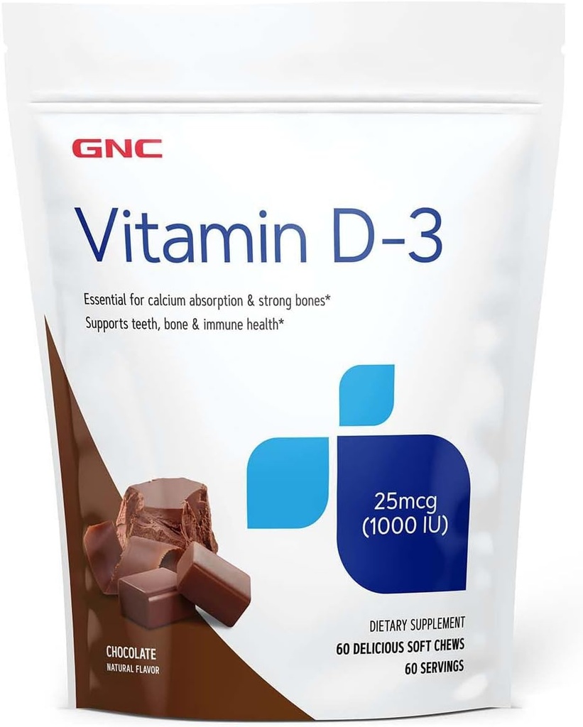 GNC Vitamina D-3 Macio mastiga 1000UI - Chocolate - Fornece 125% do valor diário da vitamina D