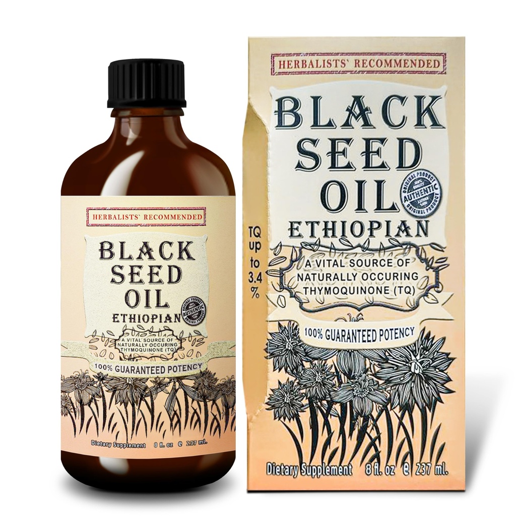 Óleo de semente preta 8 onças - Cold Pressed Ethiopian Black Cumin Nigella Sativa, 3X Thymoquinone, 100% puro e orgânico líquido em garrafa de vidro - Suporta Imune, cabelo e saúde da pele