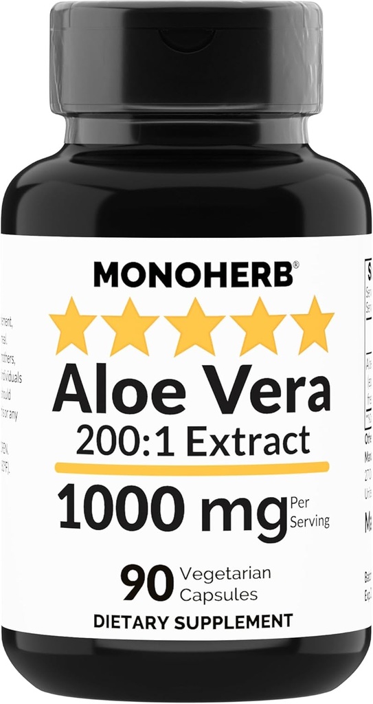 MONOHERB Aloe Vera 1000 mg - 200x Extract - 90 Cápsulas