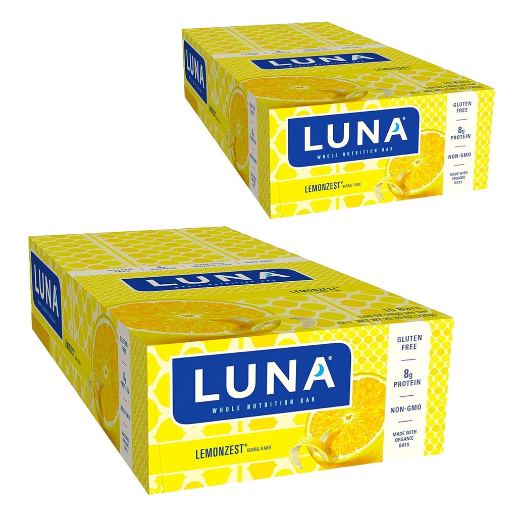 LUNA BAR - Bares sem glúten - Limão Zest Flavor - (1.69 Ounce Snack Bares, 30 Count)