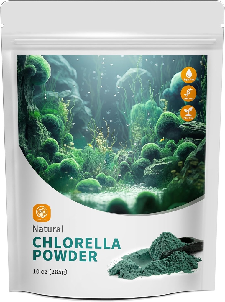 Chlorela Pó Natural com 10 onças - Clorophyll Pó, Suporta sistema imunológico e função hepática, Manter a juventude, Vegan, Rico em proteína Vegan e vitaminas.
