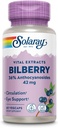 SOLARAY Bilberry Berry Extract 42 mg, Eye Health & Circulation Support, com 36% Anthocyanosides, Vegan, 60 VegCaps