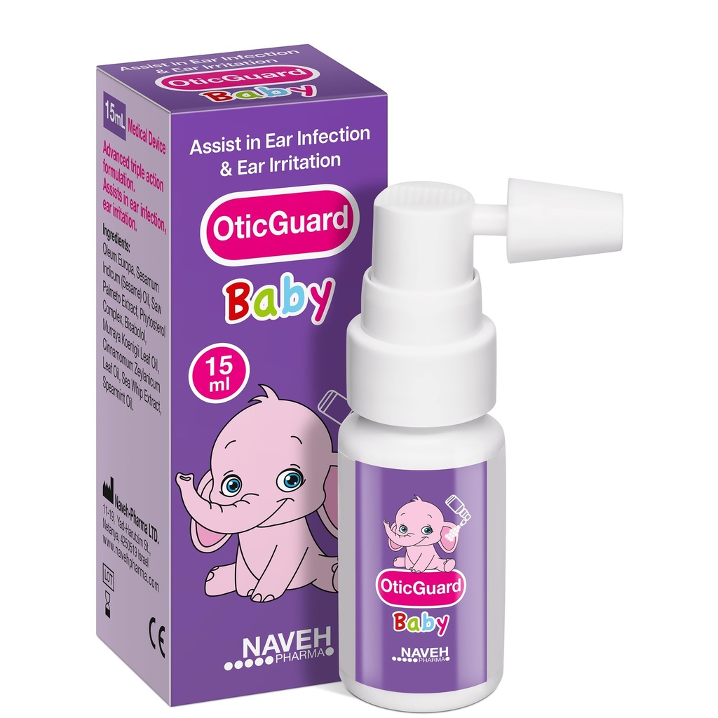 NAVEH PHARMA Otic Guard Baby Ear Drops – Óleo natural da orelha para remoção de cera de ouvido e alívio da infecção – Limpador de ouvido gentil para bebês, crianças e crianças – acalma o ouvido comichão & nadador