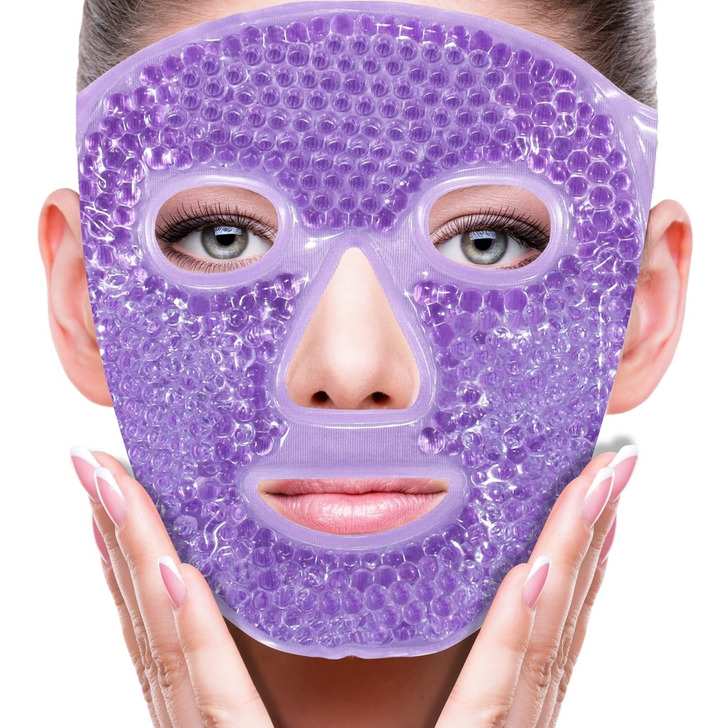 ZNÖCUETÖD Face Mask Mask Pacote de Gelo para Reduzir Puffiness, Sacos Sob Olhos, Círculos Negros Puffy, Enxaqueca, Pacote quente / frio com Soft Plush Backing (Purple # 22)