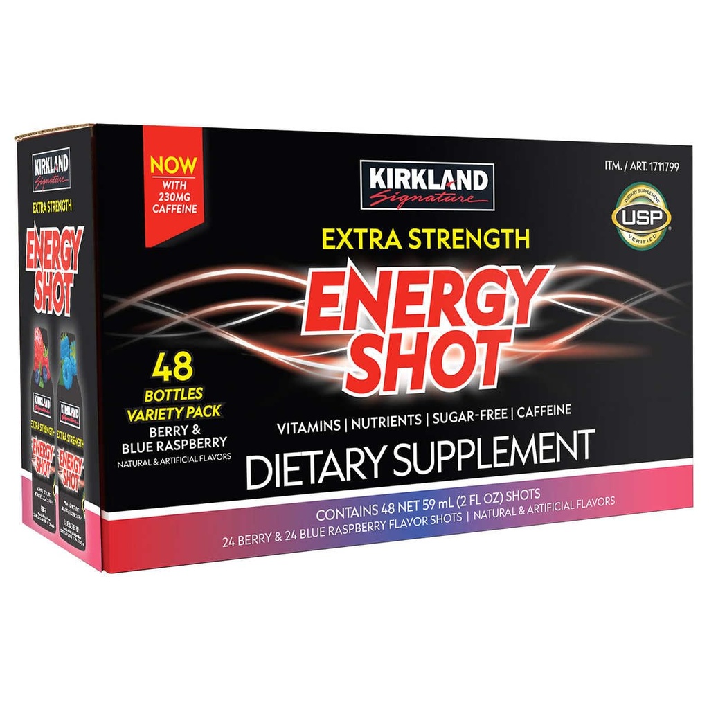 Kirkland assinatura extra força energia tiro, Suplemento dietético: 48 garrafas Variety Pack de 2 Fl Oz