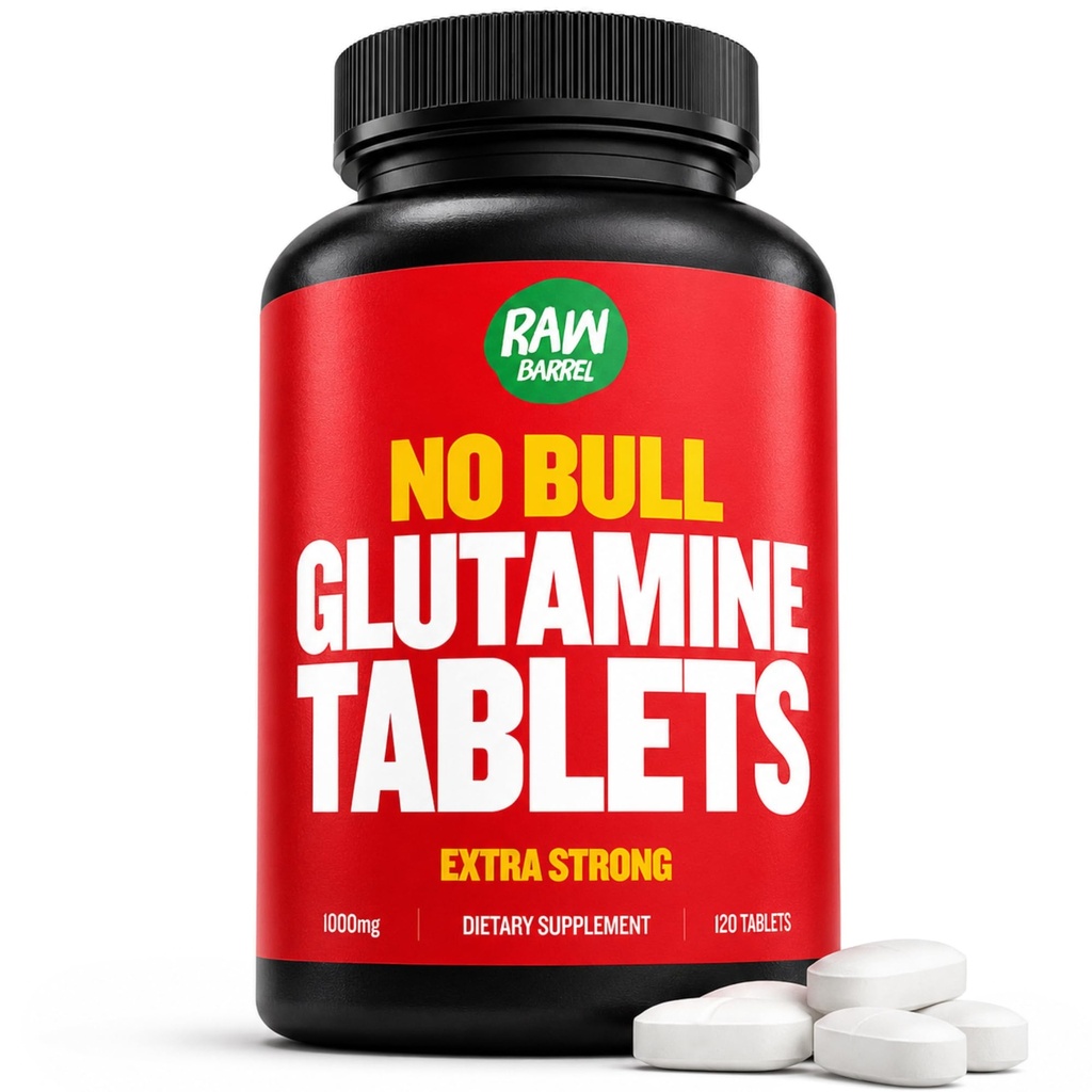 “No Bull” L-Glutamina Comprimidos, Pílulas de Glutamina L Pura, Não OGM, L Suplemento de Glutamina, Naturalmente Vegan, Vegetarian Friendly e Gluten Free, 1000mg