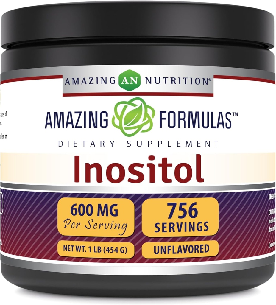 Fórmulas surpreendentes Inositol Powder Supplement 600 Mg por serviço , sem sabor , 1 Lb (454 Grams)