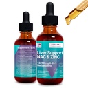 Suporte de fígado e NAC, Zinco - 2 gotas líquidas fl oz com cardo de leite, raiz de dente-de-leão, chicória, açafrão, raiz de beterraba, Chanca Piedra - suplemento de limpeza de fígado e detox