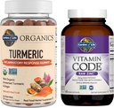 Jardim da vida Orgânicos Turmeric Inflamatory Response Gummy, 120ct & Vitamina Código de alta potência Zinco cru, 60ct