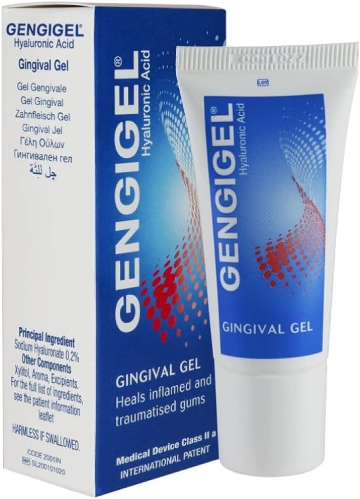 Gengigel Ácido hialurônico Gel oral para boca & chiclete Desconforto (20ml), Acalma a irritação, Promove a cura natural e protege delicado tecido oral, Sem Paraben ou SLS, Vegan & Kosher