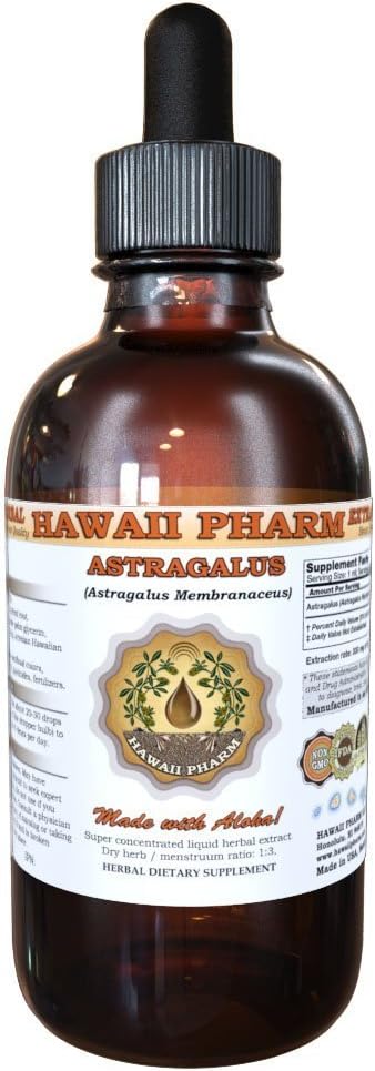 HawaiiPharm Astragalus Liquid Extract, Organic Astragalus (Astragalus membranaceus) Seco Root Tintura Suplemento 4 onças