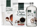 Natural Force Organic Clean Coffee + Collagen Peptides + Organic MCT Oil Bundle – Toxin Free Coffee, Grass Feed Collagen, & MCTs - Non-GMO, Keto, & Paleo - 12 Oz, 11,7 Oz, 32 Oz