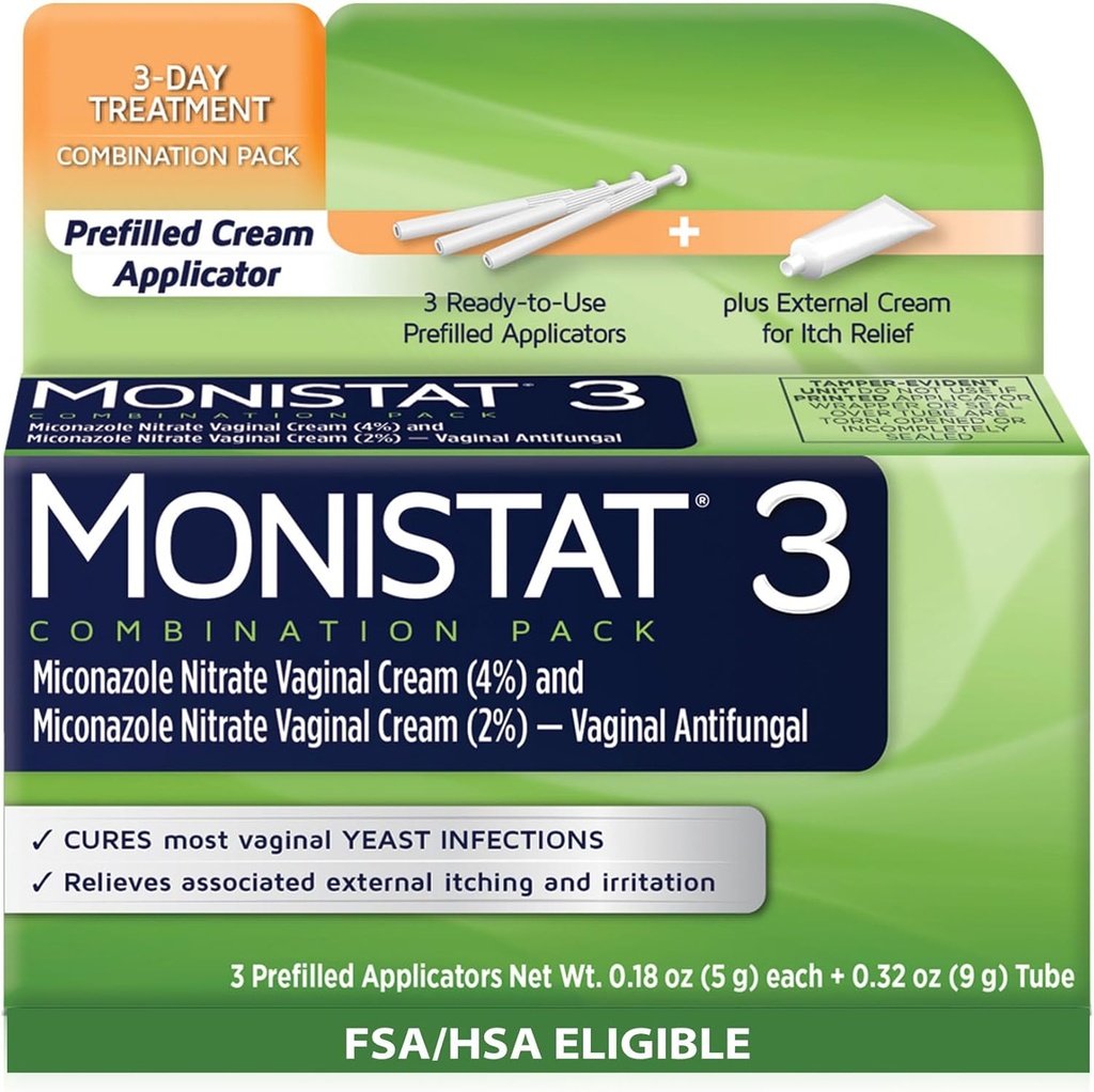 Monistat 3 dias de tratamento de infecção de levedura para as mulheres, 3 Miconazol pré-filled creme aplicadores e externo Monistat Anti-Itch creme Bundle