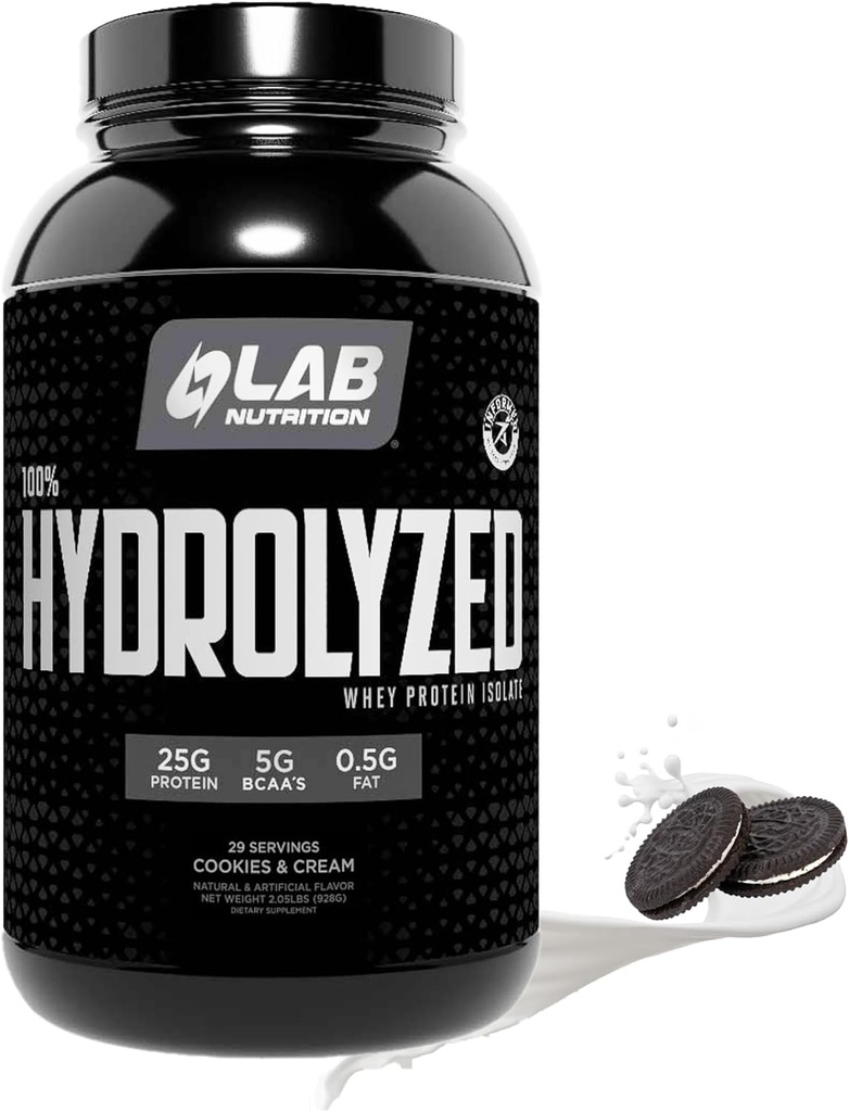 100% hidrolisado Whey Protein Isolate (2 libras, biscoitos e creme sabor) 25gr de proteína, construir músculo, crescimento muscular magra, fácil digestão, sem glúten, sem lactose, rápida absorção.