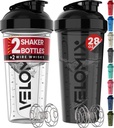 VELOMIX -2 Embalagem- 28 oz Garrafas de Shaker de Proteínas para Misturas de Proteínas - 2x Wire Whisk □ Leak Proof Shaker Cups para Shakes de Proteínas