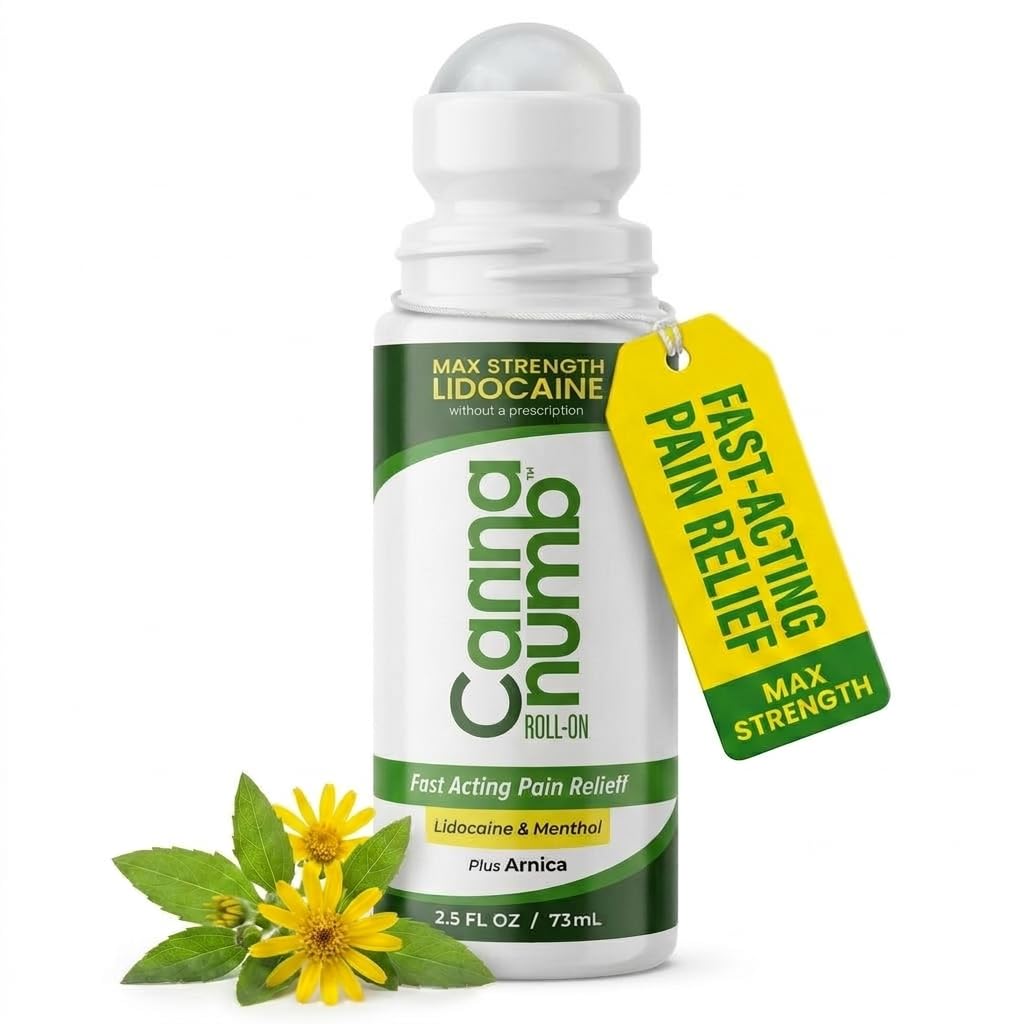 Pain Relief Roll-On com Lidocaína - Alívio de dor de ação rápida com Arnica + Boswellia + Menthol -, 2,5 onças