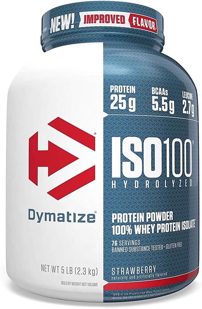 Dymatize ISO100 Hidrolisado 100% Whey Protein Isolate Morangueiro -- 5 lbs