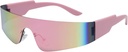 Crazy Feng Trendy Rimless Futuristic Envoltório em torno de óculos de sol mulheres homens, vidros de vidro viseira Cyberpunk Shades moda óculos