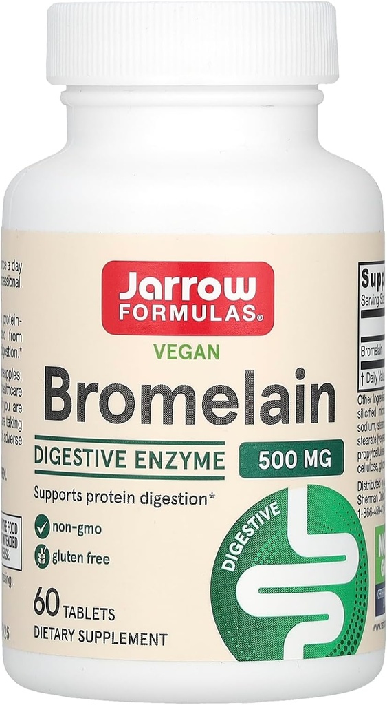 Jarrow Formulas® Bromelain Comprimidos, 500 mg Suplemento dietético para Digestão de Proteínas, 60 comprimidos, 60 dias de fornecimento