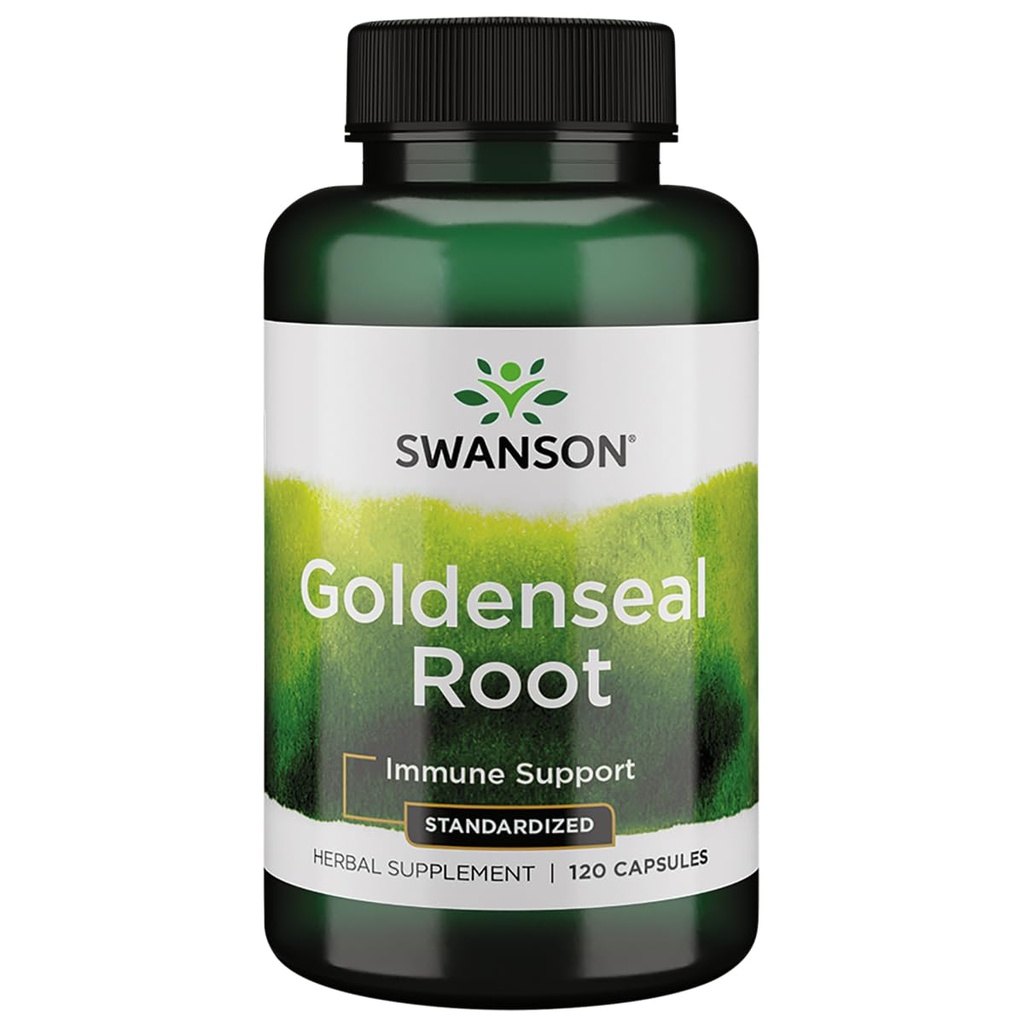 Swanson Goldenseal Root - Suplemento de ervas promovendo apoio imunológico e bem-estar geral - Características Goldenseal Root Extract padronizado para mínimo 5% Alcaloides totais - (120 cápsulas, 125mg cada)