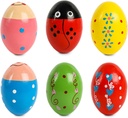 SallyFashion 6 PCS Ovos Shaker de Madeira para Crianças, Egg Maracas Shakers de Percussão Instrumentos musicais para festa Favores Goodie Bag Stuffers Classroom Prêmios