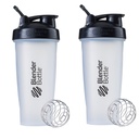 BlenderBottle garrafa de shaker clássico perfeito para batidos de proteína e pré-treino, 28 onças, claro / preto (Pacote de 2)