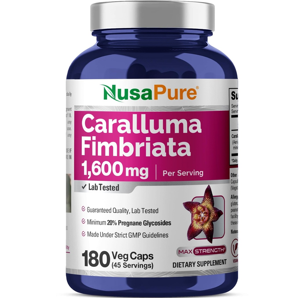 NusaPure Caralluma Fimbriata 1600mg - 180 Cápsulas Veggie (Não-GMO, Vegan)