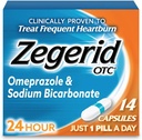 Zegerid OTC 24 horas de alívio da azia, o único inibidor da bomba de prótons com Omeprazol 20mg + bicarbonato de sódio, trata a azia freqüente, 14ct Cápsulas