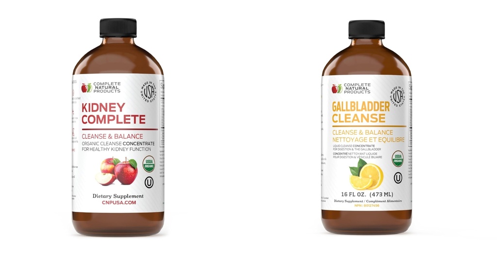 Complete Natural Products Kidney Complete 16 onças e vesícula biliar Complete 16 oz Bundle