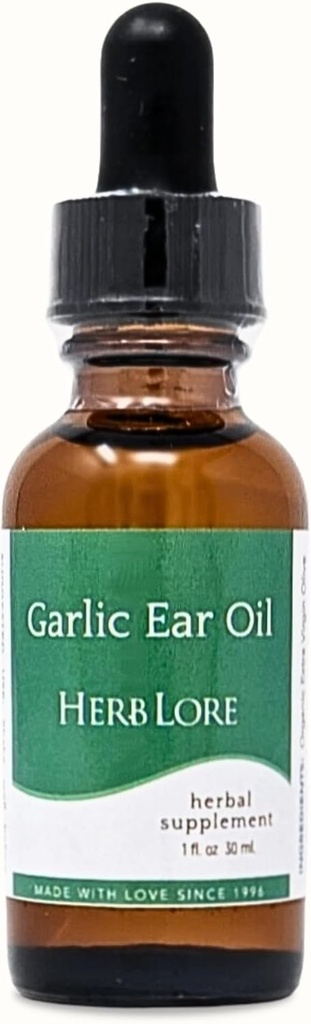 Gotas de óleo de ouvido de alho – acalma as orelhas secas, com comichão ou entupidas para crianças e adultos - 1 fl oz - Herb Lore